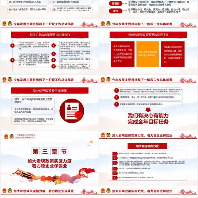 聚焦2020全国两会政府工作报告学习解读党建PPT演示模板 聚焦2020全国两会政府工作报告学习解读党建PPT演示模板
