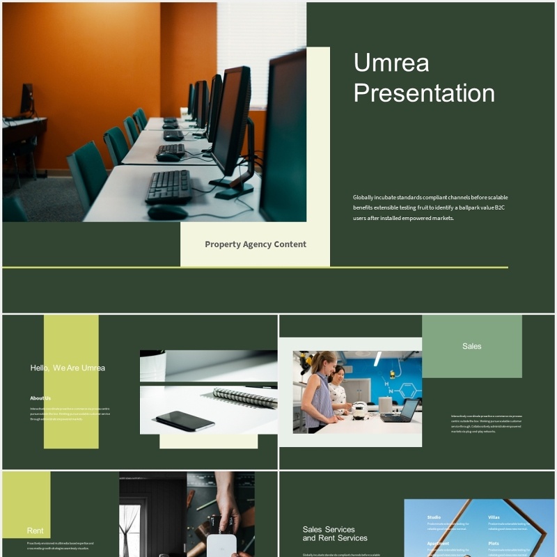 绿色商务工作通用PPT模板Umrea-Interior Business Powerpoint