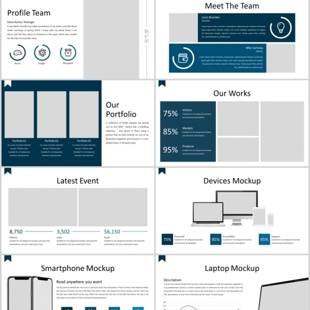 经典蓝色教育图片排版PPT模板Library - Classic Powerpoint Template