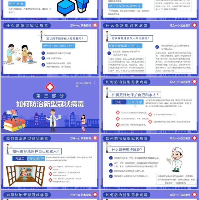 蓝色返岗上班复工复学自我预防肺炎防感染指南PPT模板 蓝色返岗上班复工复学自我预防肺炎防感染指南PPT模板