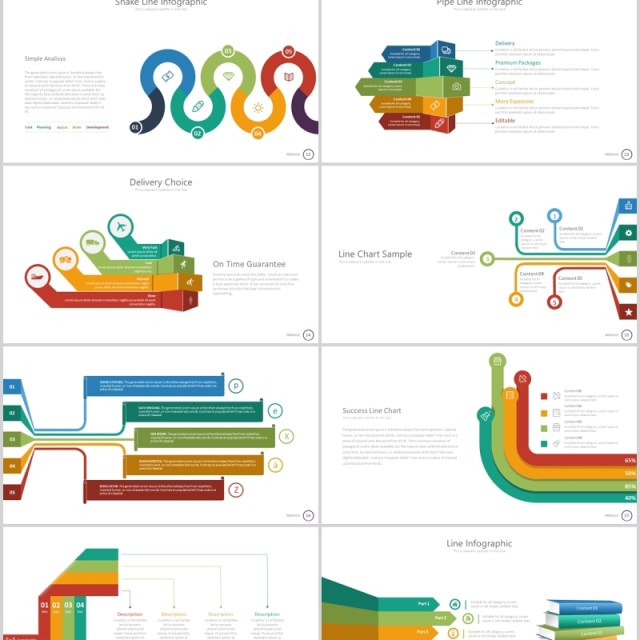 并列流程图向上台阶创意图形PPT可插图排版模板MIRAGE Powerpoint