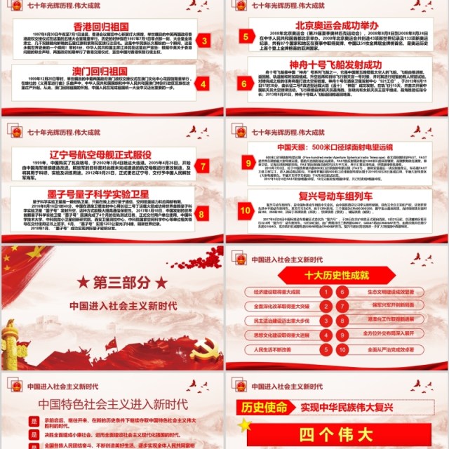 2019大气壮丽70年奋斗新时党建党课代PPT模板 2019大气壮丽70年奋斗新时党建党课代PPT模板