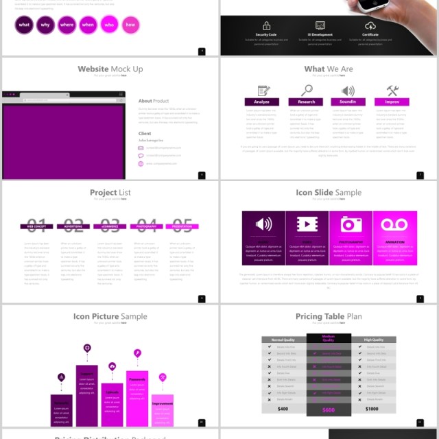 紫色创意商务信息图表可视化PPT可插图素材Opakjepit Powerpoint