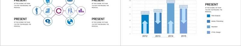 原创简洁创意数据对比关系PPT信息图表