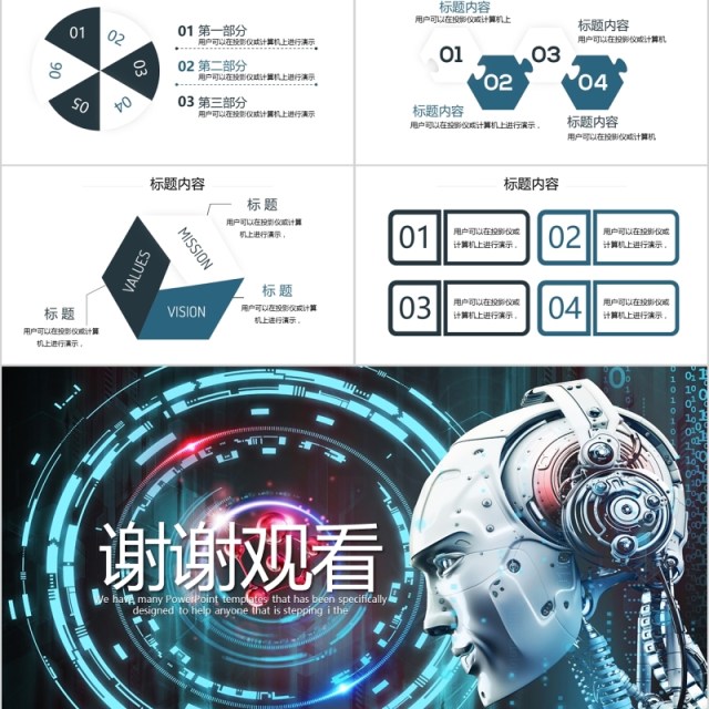 人工智能机器人项目汇报介绍PPT模板