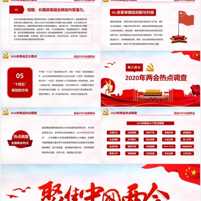 大气聚焦中国两会政府工作报告讲稿内容党建PPT模板 大气聚焦中国两会政府工作报告讲稿内容党建PPT模板