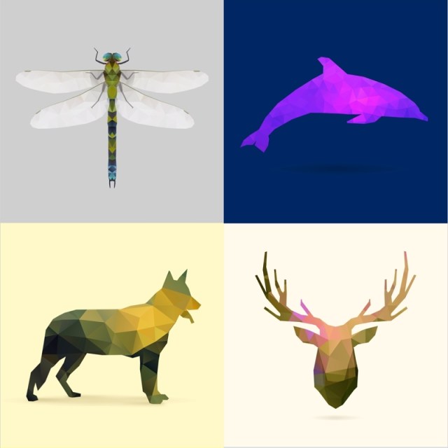 20个角形立体动物插画eps矢量素材