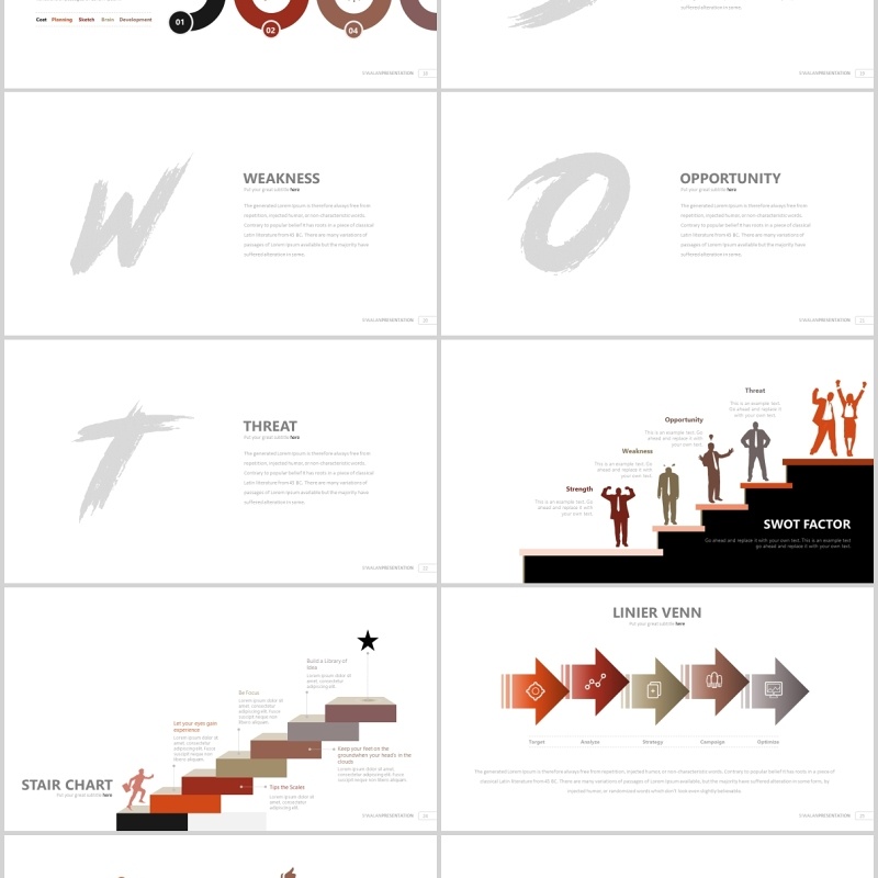 创意拼图SWOT分析向上台阶PPT可插图排版素材模板Siwalan Powerpoint