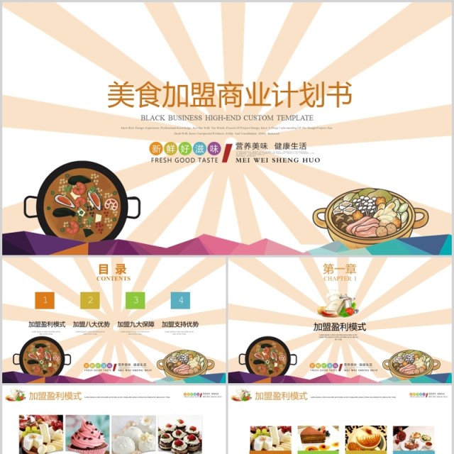 美食餐饮加盟招商商业计划书PPT模板 美食餐饮加盟招商商业计划书PPT模板