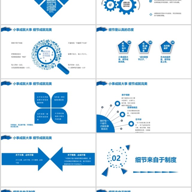 蓝色公司企业文化团队建设细节决定成败PPT培训课件模板