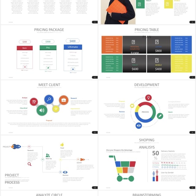 年终工作汇报数据图表PPT素材模板kusuka powerpoint