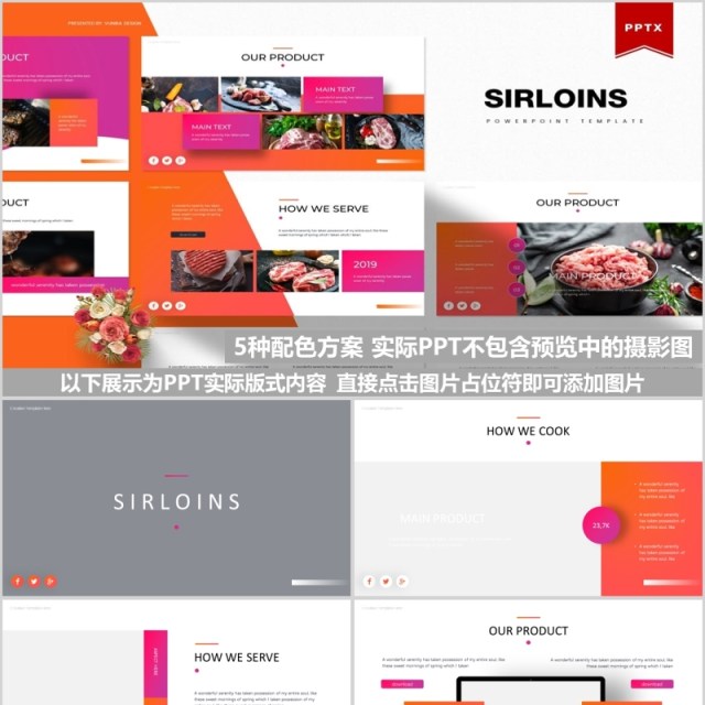 沙朗牛排美食餐饮PPT模板Sirloins Powerpoint Template 沙朗牛排美食餐饮PPT模板Sirloins Powerpoint Template