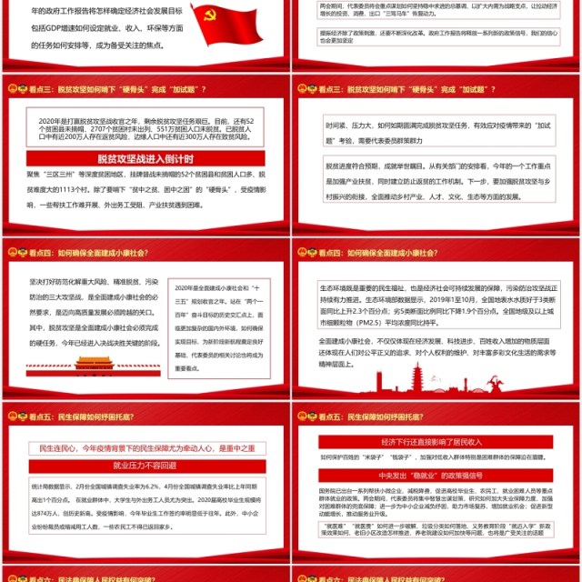 2020红色聚焦两会关注民生政府工作报告学习PPT模板 2020红色聚焦两会关注民生政府工作报告学习PPT模板