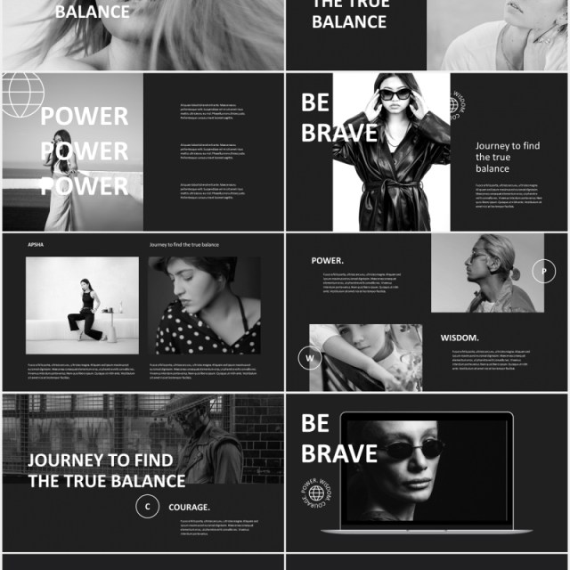 黑色时尚创意机构摄影作品集展示PPT模板apsha creative agency powerpoint template