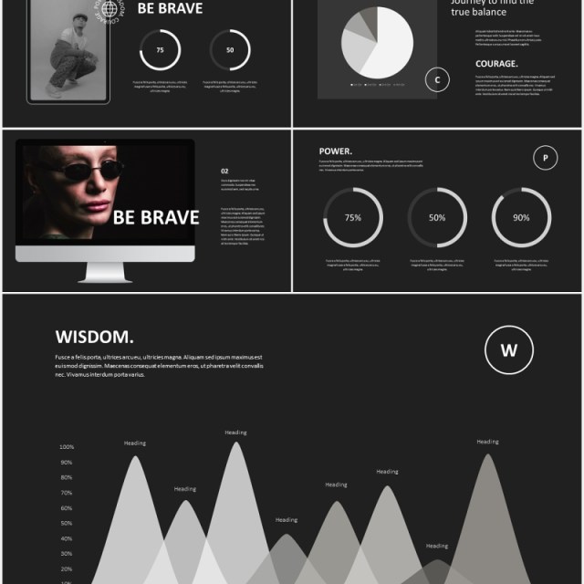 黑色时尚创意机构摄影作品集展示PPT模板apsha creative agency powerpoint template