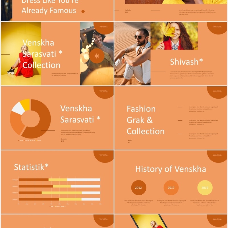 暖色时尚摄影PPT模板Venskha - Powerpoint Template