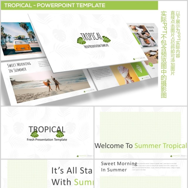 热带气候旅游策划宣传PPT模板版式信息图表Tropical - Powerpoint Template