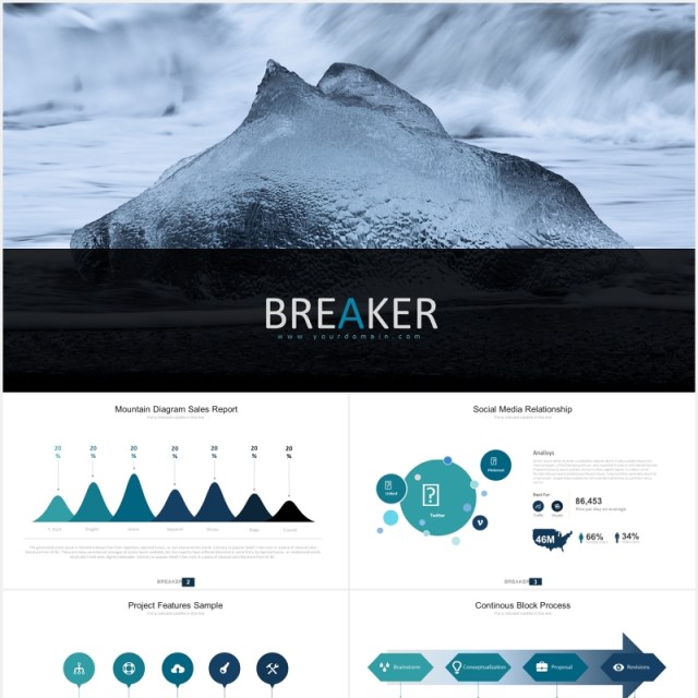 3D金字塔阶梯数据图表商务PPT模板breaker powerpoint