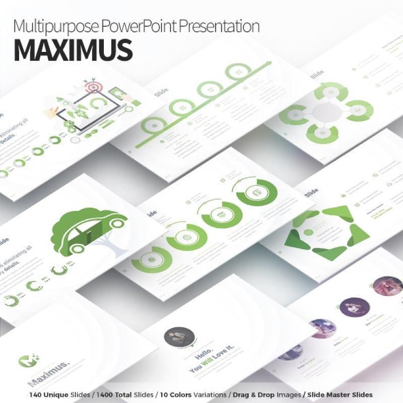 并列多用途PPT信息图表可插图模板Maximus Multipurpose PowerPoint Presentation