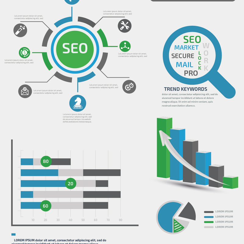 SEO信息图形元素集海报/PPT图表元素海报/PPT可编辑矢量素材