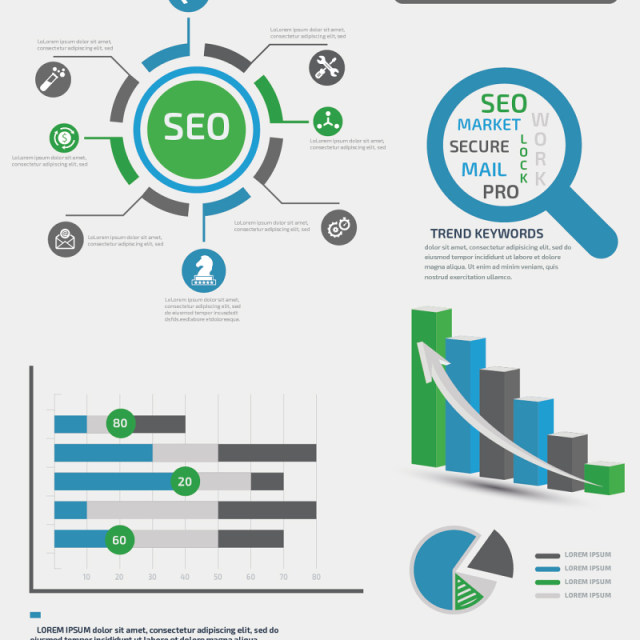 SEO信息图形元素集海报/PPT图表元素海报/PPT可编辑矢量素材