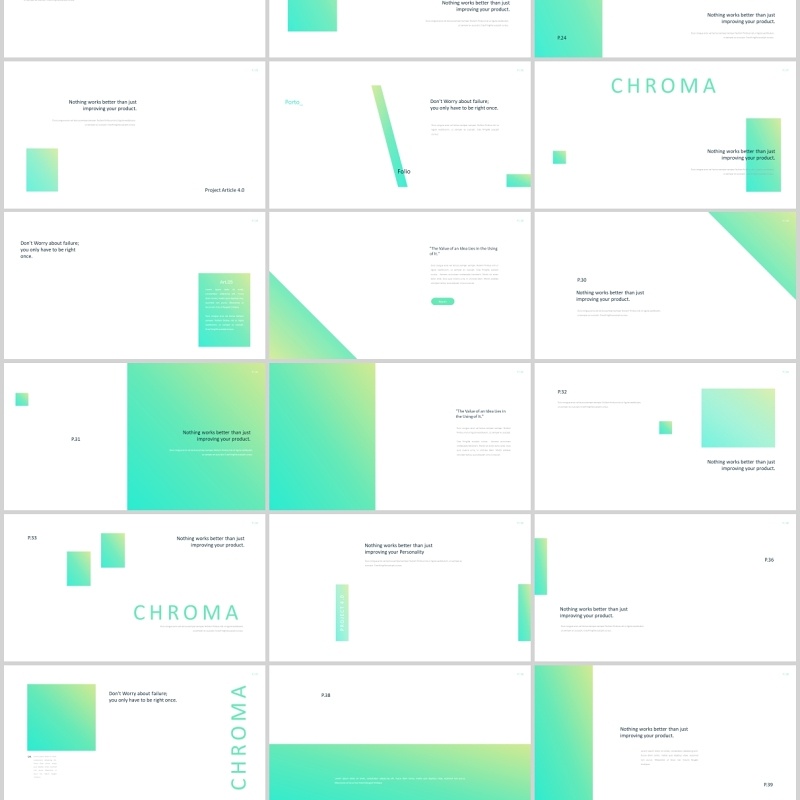 渐变色商务服装设计工作PPT图片占位符版式设计模板Chroma Powerpoint