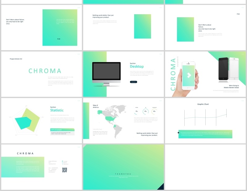 渐变色商务服装设计工作PPT图片占位符版式设计模板Chroma Powerpoint