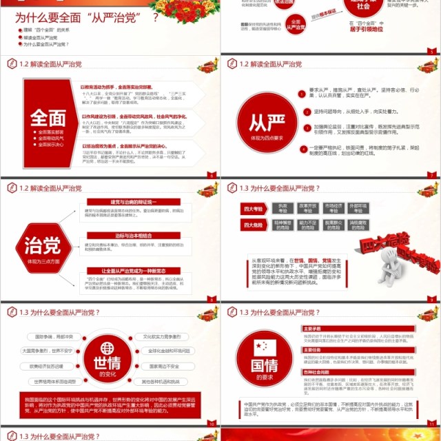 全面从严治党四个全面党支部党员党课PPT 全面从严治党四个全面党支部党员党课PPT