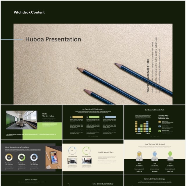 深色商务公司宣传介绍PPT模板Huboa-Craft Business Pitch Deck Powerpoint