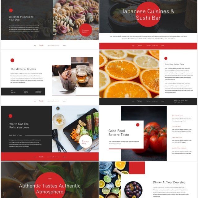 烹饪餐厅美食展示宣传PPT模板tanuki culinary restaurant powerpoint template