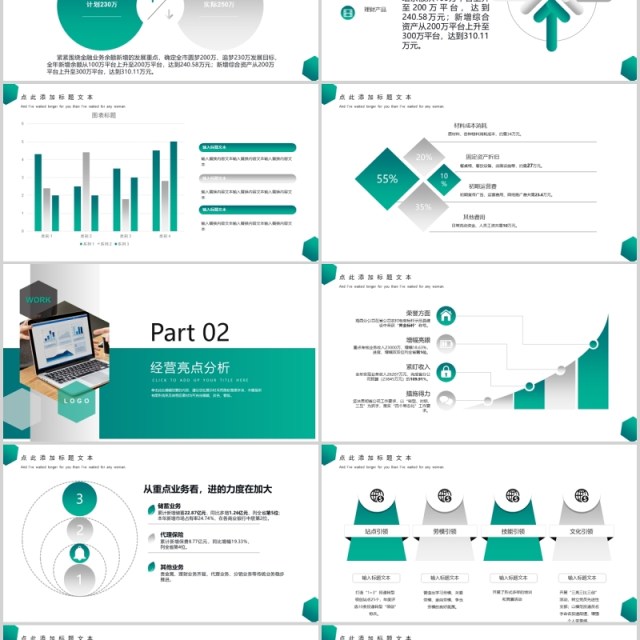 绿色简洁商业经营分析工作汇报PPT模板