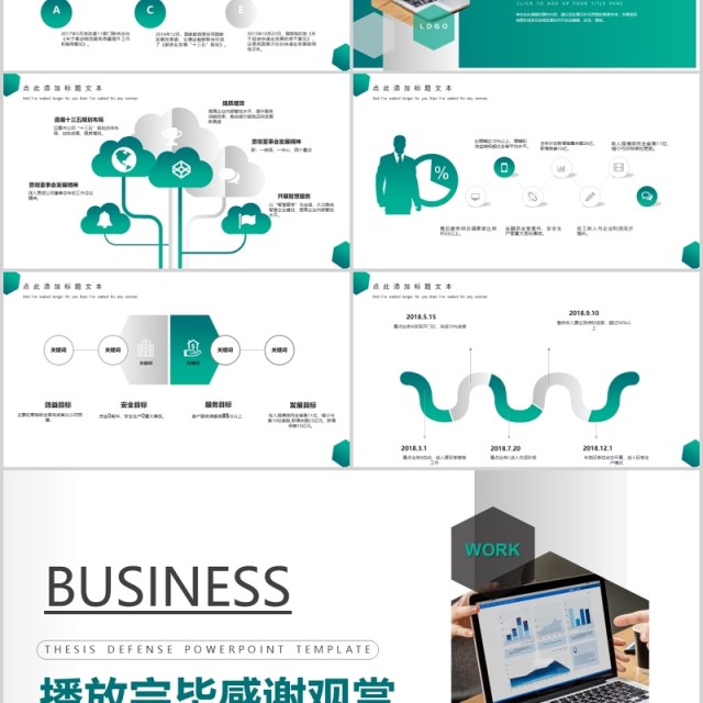 绿色简洁商业经营分析工作汇报PPT模板