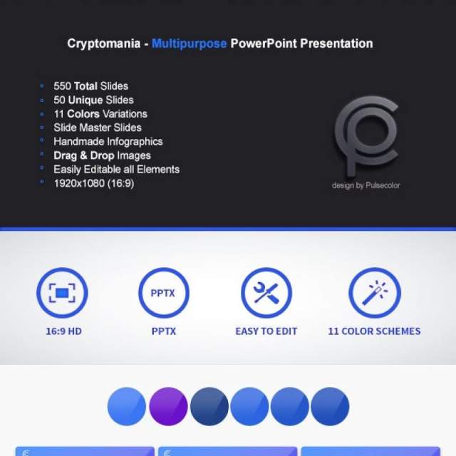 11套色系多用途PPT信息图表模板Cryptomania Multipurpose PowerPoint Presentation 11套色系多用途PPT信息图表模板Cryptomania Multipurpose PowerPoint Presentation