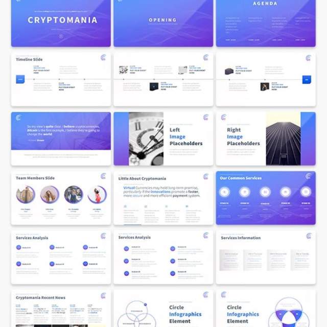 11套色系多用途PPT信息图表模板Cryptomania Multipurpose PowerPoint Presentation