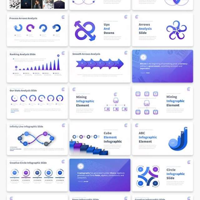 11套色系多用途PPT信息图表模板Cryptomania Multipurpose PowerPoint Presentation