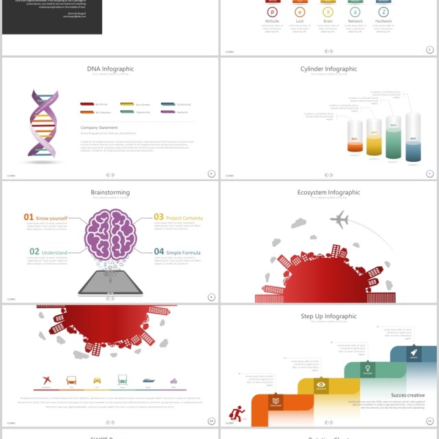 创意用户人群分析向上阶梯领奖台PPT素材模板图片排版设计Clono Powerpoint