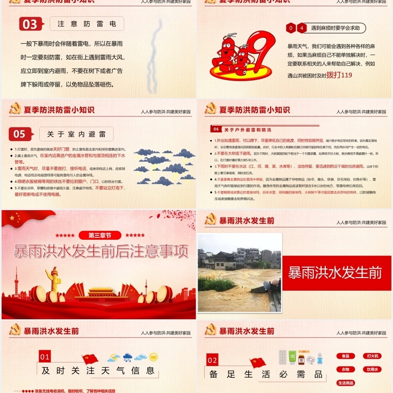 汛期洪灾自救知识培训课件PPT模板