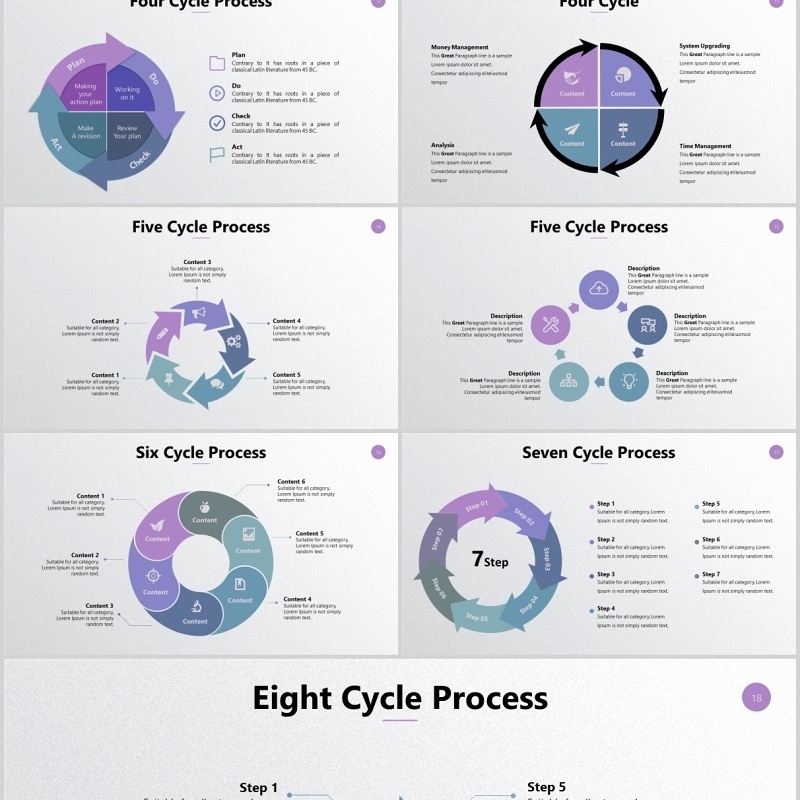 循环步骤关系流程图信息图表PPT素材动态元素