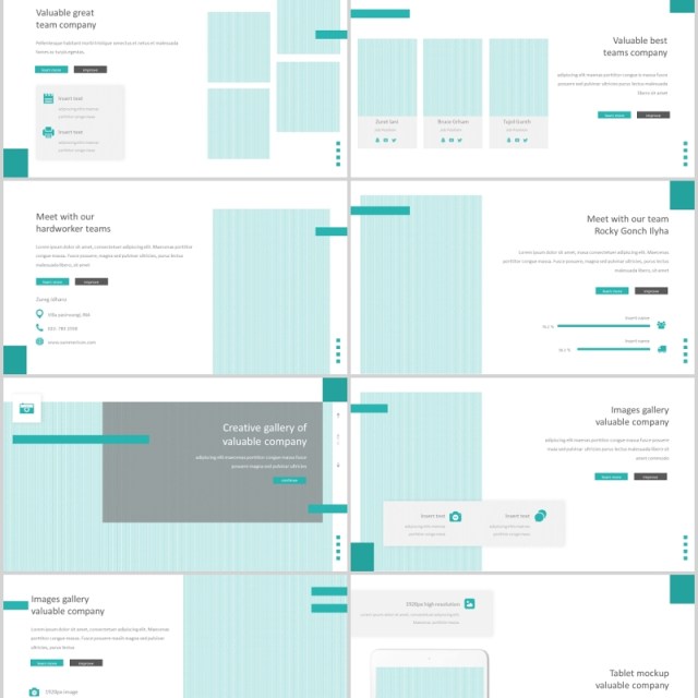 蓝色简洁公司简介宣传PPT版式模板Valuable - Powerpoint Template