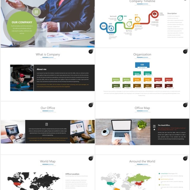 商务公司组织架构流程图PPT素材模板twenty 3 powerpoint template