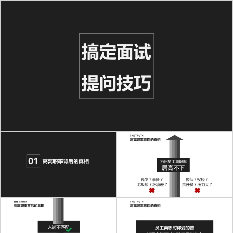 搞定面试提问技巧PPT模板