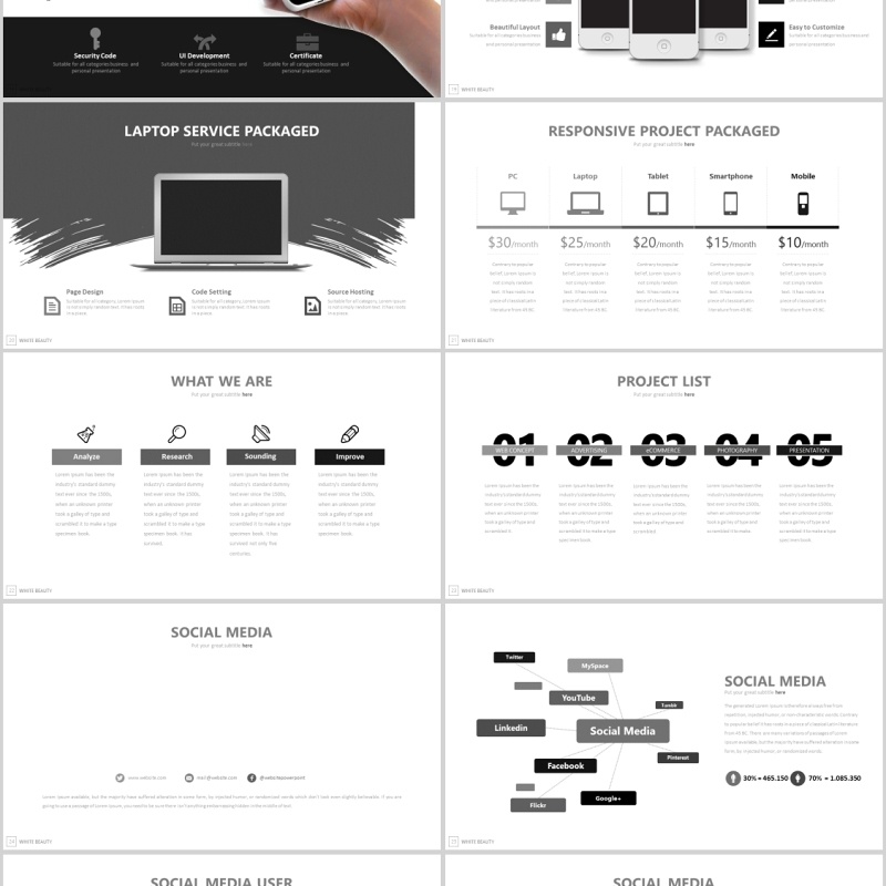 水墨个性产品介绍公司简介汇报PPT模板可插图片WHITE BEAUTY Powerpoint