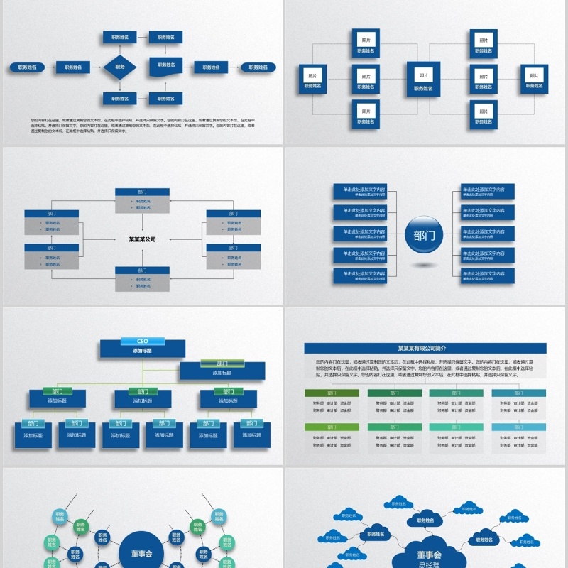 公司组织架构图PPT素材可编辑带照片