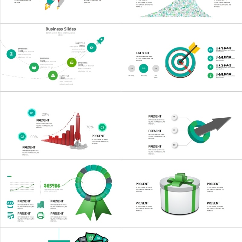 原创创意灯泡社交连接PPT信息图表
