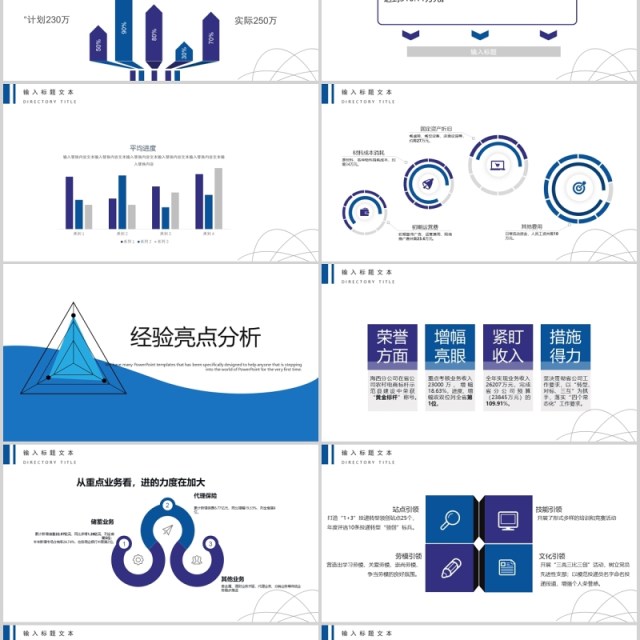 蓝色2.5D简约经营分析工作汇报PPT模板