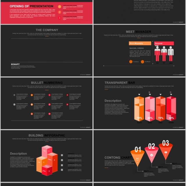 黑红色商业计划书PPT信息可视化图表模板Bonapit - Powerpoint Template