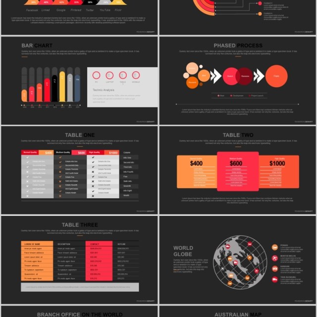 黑红色商业计划书PPT信息可视化图表模板Bonapit - Powerpoint Template