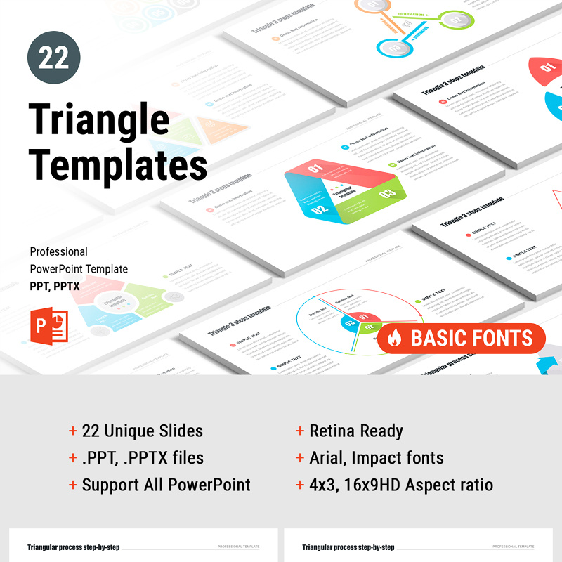 三角形PPT模板信息图表素材 PowerPoint Triangle templates