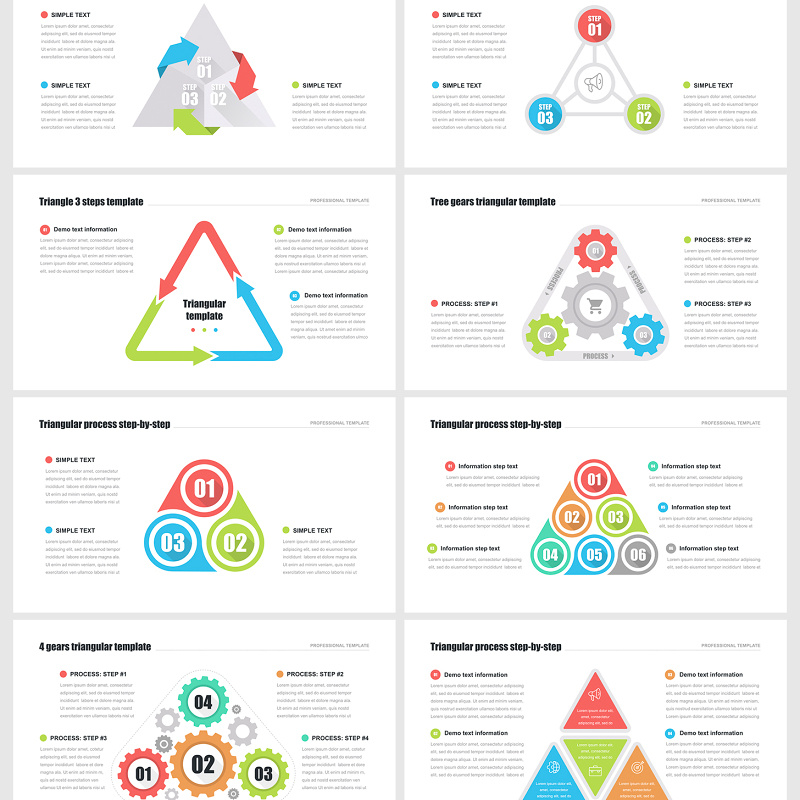 三角形PPT模板信息图表素材 PowerPoint Triangle templates