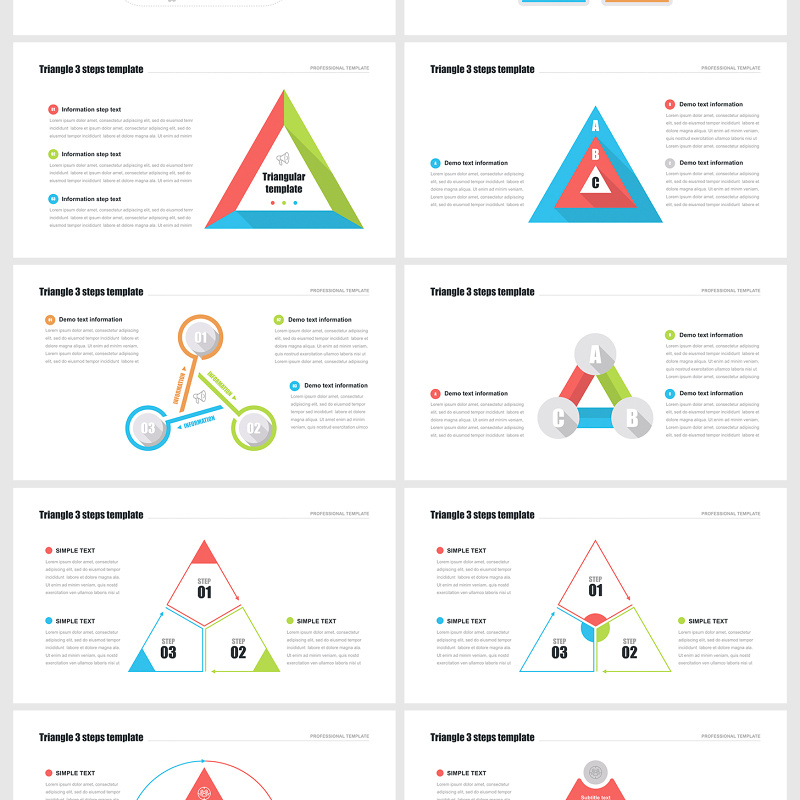 三角形PPT模板信息图表素材 PowerPoint Triangle templates